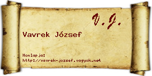 Vavrek József névjegykártya